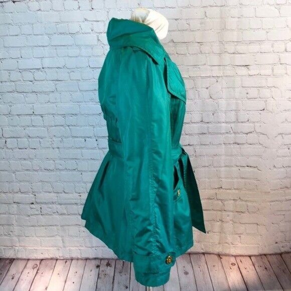 Centigrade Outerwear Coat Green Big Ruched Collar has Belt Button Coat XL - Picture 2 of 10